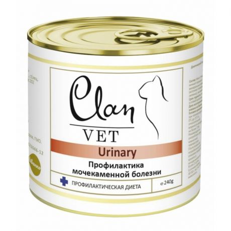 Clan Clan Vet Urinary влажный корм для кошек, для профилактики МКБ, диетический, паштет, в консервах - 240 г