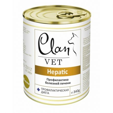 Clan Clan Vet Hepatic влажный корм для собак, для профилактики болезней печени, диетический, фарш, в консервах - 340 г