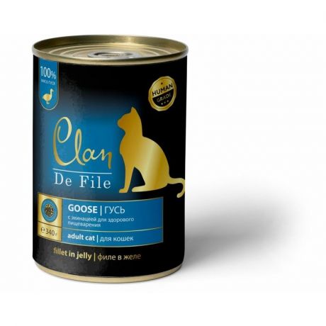 Clan Clan De File полнорационный влажный корм для кошек, с гусем, кусочки в желе, в консервах - 340 г