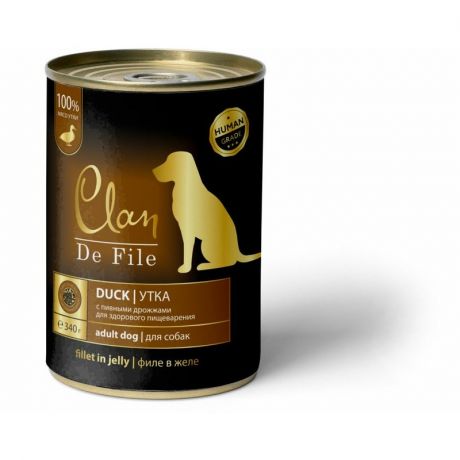 Clan Clan De File полнорационный влажный корм для собак, с уткой, кусочки в желе, в консервах - 340 г