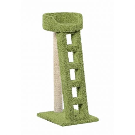 Пушок Лежанка с лестницей когтеточка Пушок для кошек зеленого цвета