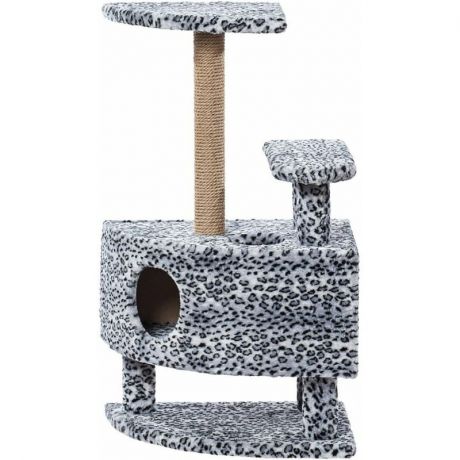 Пушок Угловой со ступенькой на ножках домик Пушок для кошек серого цвета