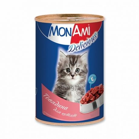 MonAmi Влажный корм MonAmi для котят любых пород с говядиной - 0,35 кг