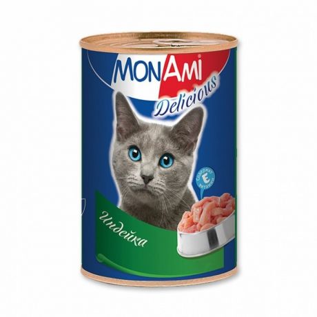 MonAmi Влажный корм MonAmi для взрослых кошек любых пород с индейкой - 0,35 кг