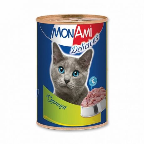 MonAmi Влажный корм MonAmi для взрослых кошек любых пород с цыпленком - 0,35 кг