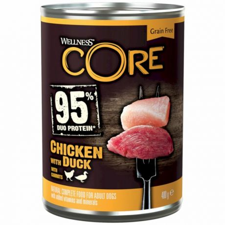 CORE Сore 95 влажный корм для собак, паштет с курицей, уткой и морковью, в консервах - 400 г