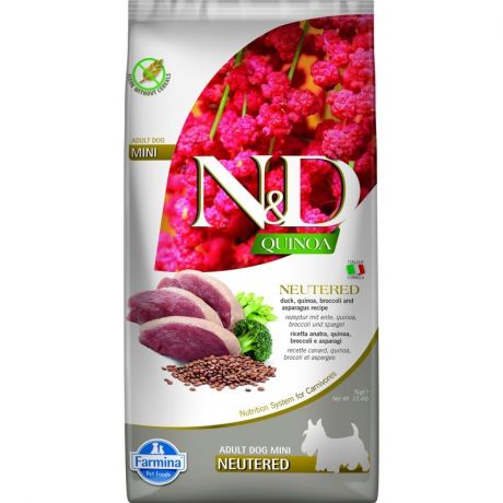 Farmina Farmina N&D Quinoa Neutered Adult Mini сухой корм для стерилизованных и кастрированных собак мелких пород с уткой и брокколи
