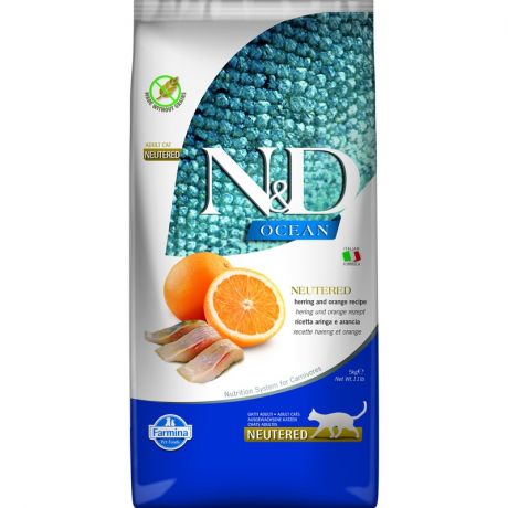 Farmina Farmina N&D Ocean Herring & Orange Neutered Adult сухой корм для стерилизованных кошек с сельдью и апельсином