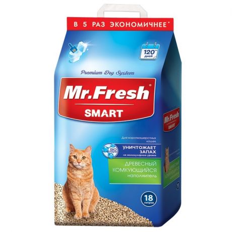 Mr.Fresh Mr. Fresh Smart наполнитель для короткошерстных кошек 18 л
