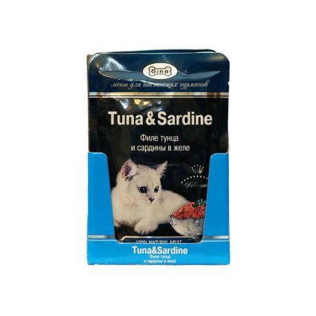Gina Gina влажный корм для кошек с тунцом и сардинами 85 г