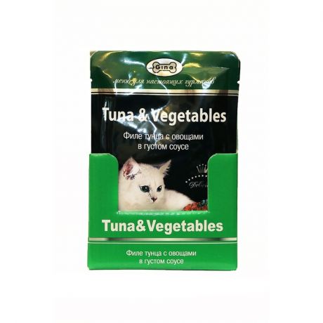 Gina Gina влажный корм для кошек с тунцом и овощами 85 г