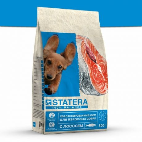 Statera Statera полнорационный сухой корм для собак, с лососем - 800 г
