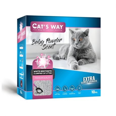 Cats way Cats way Box White Cat Litter With Babypowder наполнитель комкующийся для кошачьего туалета с ароматом детской присыпки - 6 л ( коробка)