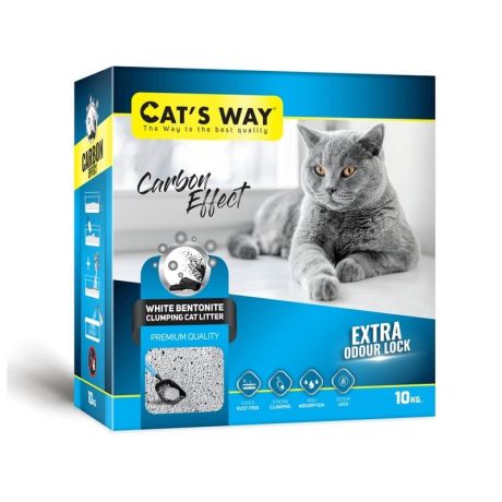 Cats way Cats way Box White Cat Litter With Active Carbon наполнитель комкующийся для кошачьего туалета без запаха с углем - 6 л ( коробка)