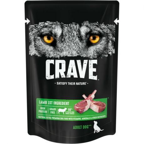 Crave Crave полнорационный влажный корм для собак, с ягненком, кусочки в желе, в паучах - 85 г