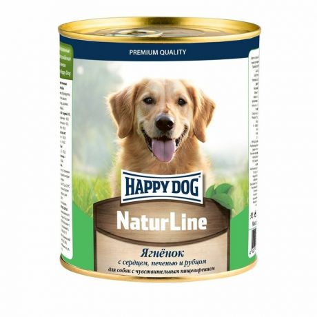 HAPPY DOG Happy Dog Natur Line полнорационный влажный корм для собак, фарш из ягненка, сердца, печени и рубца, в консервах - 970 г