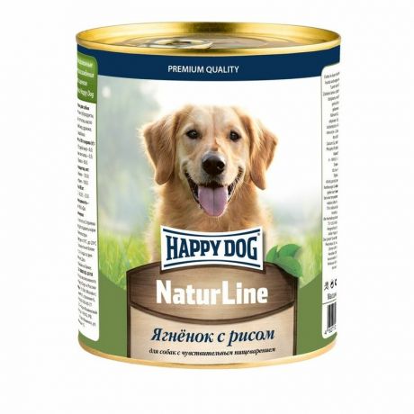 HAPPY DOG Happy Dog Natur Line полнорационный влажный корм для собак, фарш из ягненка и риса, в консервах - 970 г