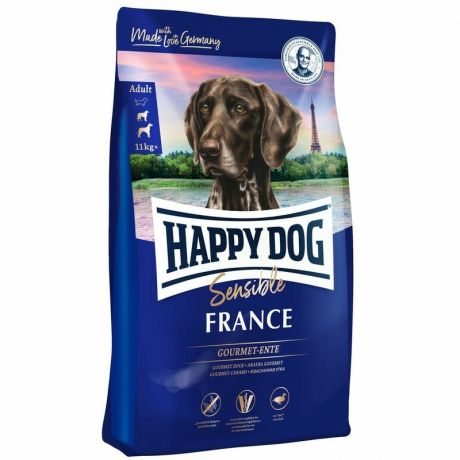 HAPPY DOG Happy Dog Supreme Sensible France полнорационный сухой корм для собак средних пород, беззерновой, с уткой - 2,8 кг