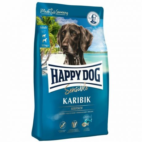 HAPPY DOG Happy Dog Supreme Sensible Karibik полнорационный сухой корм для собак средних пород, беззерновой, с морской рыбой и картофелем - 2,8 кг