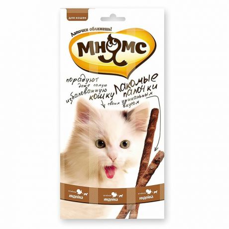Мнямс Мнямс лакомство для кошек, лакомые палочки с индейкой и ягненком, 13,5 см - 5 г, 3 шт в упаковке