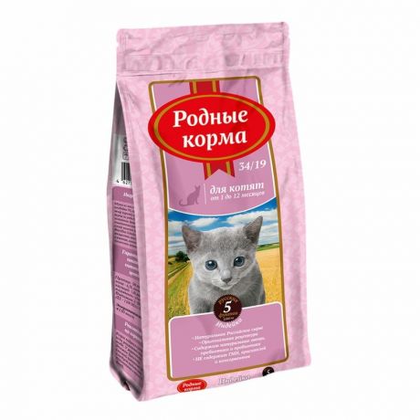 Родные корма Родные корма 34/19 полнорационный сухой корм для котят, с индейкой - 2,045 кг