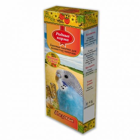 Родные корма Родные корма лакомство для попугаев, зерновая палочка с медом - 45 г, 2 шт