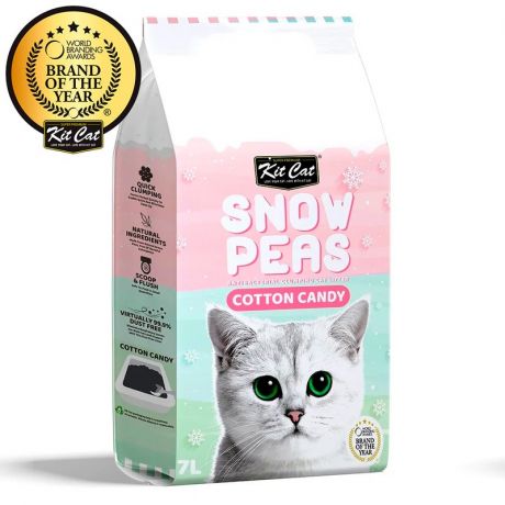 Kit Cat Kit Cat Snow Peas Cotton Candy наполнитель для туалета кошки биоразлагаемый на основе горохового шрота Сахарная Вата - 7 л