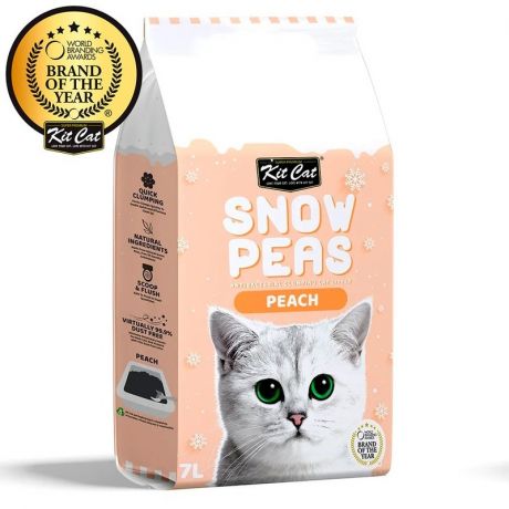 Kit Cat Kit Cat Snow Peas наполнитель для туалета кошки биоразлагаемый на основе горохового шрота с ароматом персика - 7 л