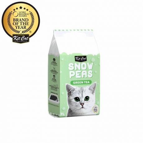 Kit Cat Kit Cat Snow Peas наполнитель для туалета кошки биоразлагаемый на основе горохового шрота с ароматом зеленого чая - 7 л