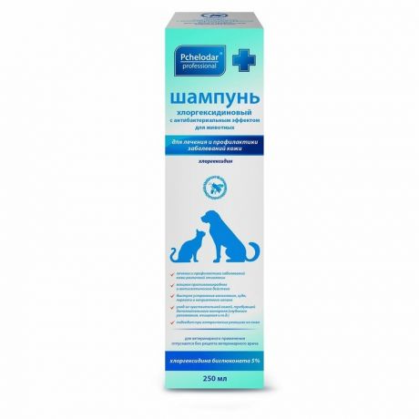 Пчелодар Шампунь Пчелодар для кошек и собак хлоргексидиновый с антибактериальным эффектом - 250 мл