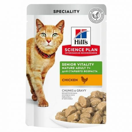 Hills Hills Science Plan Cat Senior Vitality влажный корм для пожилых кошек, с курицей - 85 г