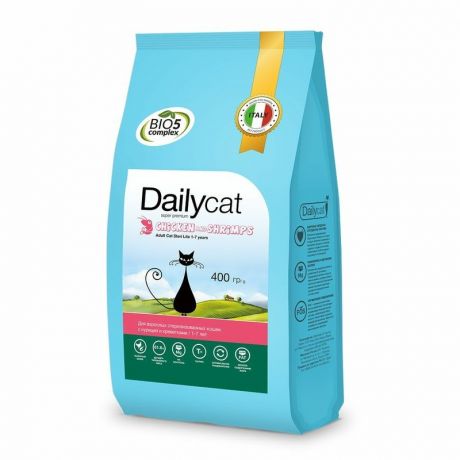 Dailycat Dailycat Adult Steri Lite Chicken and Shrimps сухой корм для стерилизованных кошек, с курицей и креветками - 400 г