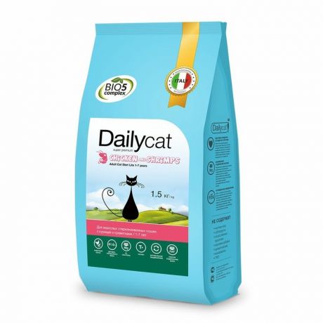 Dailycat Dailycat Adult Steri Lite Chicken and Shrimps сухой корм для стерилизованных кошек, с курицей и креветками - 1,5 кг