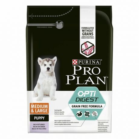 PRO PLAN Pro Plan Puppy OptiDigest Grain Free Formula сухой корм для щенков средних и крупных пород, с чувствительным пищеварением, беззерновой, с высоким содержанием индейки - 2,5 кг