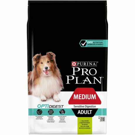 PRO PLAN Pro Plan OptiDigest сухой корм для собак средних пород с чувствительным пищеварением, с высоким содержанием ягненка - 7 кг