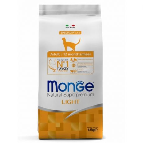 Monge Monge Cat Speciality Light сухой корм низкокалорийный для взрослых кошек с индейкой - 1,5 кг