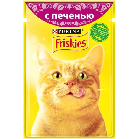Friskies Friskies полнорационный влажный корм для кошек, с печенью, кусочки в подливе, в паучах - 85 г