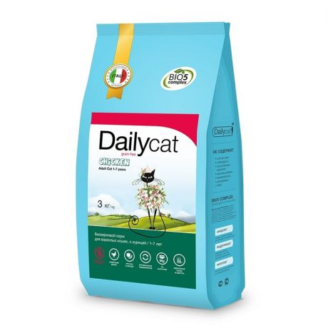 Dailycat Dailycat Grain Free Adult сухой корм для кошек с курицей, беззерновой - 3 кг