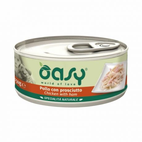 OASY Oasy Wet dog Specialita Naturali Chicken Ham дополнительное питание для взрослых собак с курицей и ветчиной в консервах - 150 г