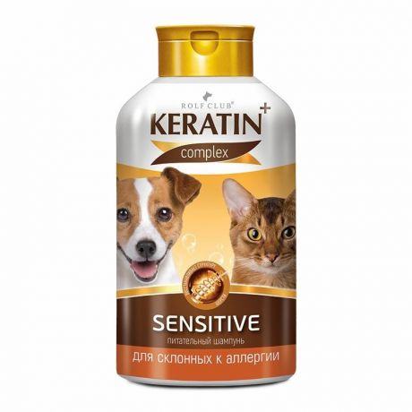 RolfClub Keratin+ Шампунь RolfClub Keratin+ Sensitive для аллергичных кошек и собак - 400 мл