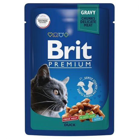 Brit Brit Premium влажный корм для взрослых кошек с уткой в соусе 85 г