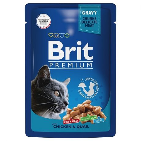 Brit Brit Premium влажный корм для взрослых кошек с цыпленком и перепелкой в соусе 85 г