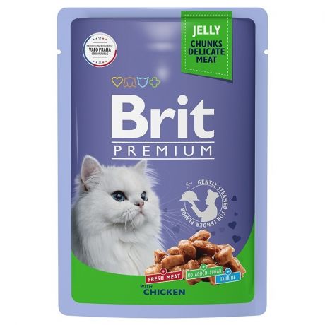Brit Brit Premium влажный корм для взрослых кошек с цыпленком в желе 85 г