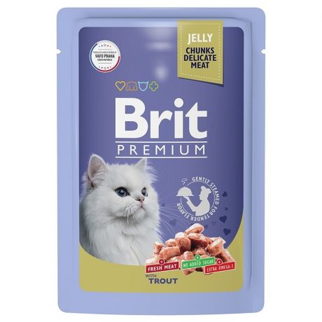 Brit Brit Premium влажный корм для взрослых кошек с форелью в желе 85 г