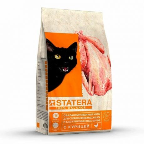 Statera Statera полнорационный сухой корм для стерилизованных кошек и кастрированных котов, с курицей - 800 г