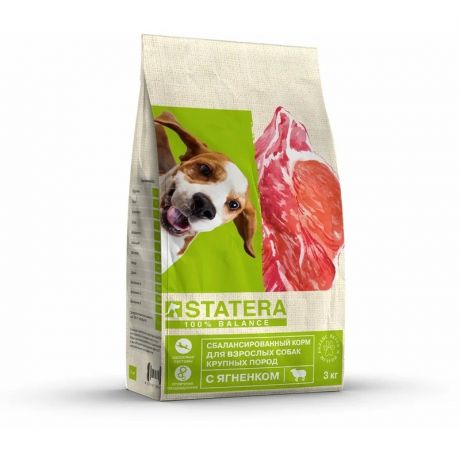 Statera Statera полнорационный сухой корм для собак крупных пород, с ягненком - 3 кг