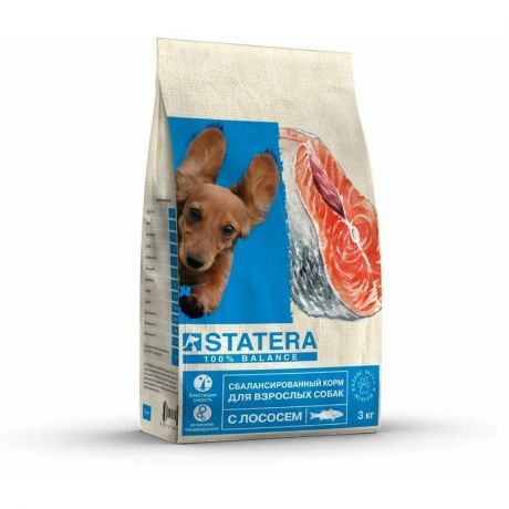 Statera Statera полнорационный сухой корм для собак, с лососем - 3 кг