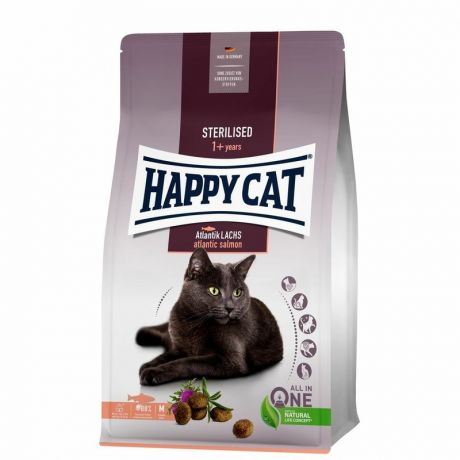 HAPPY CAT Happy Cat Sterilised сухой корм для взрослых стерилизованных кошек с атлантическим лососем - 0,3 кг