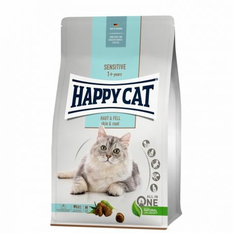 HAPPY CAT Happy Cat Sensitive сухой корм для взрослых кошек для здоровья кожи и шерсти с курицей - 1,3 кг