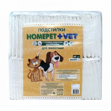 HOMEPET VET Homepet Vet пеленки для животных впитывающие гелевые 60х40 см 60 шт